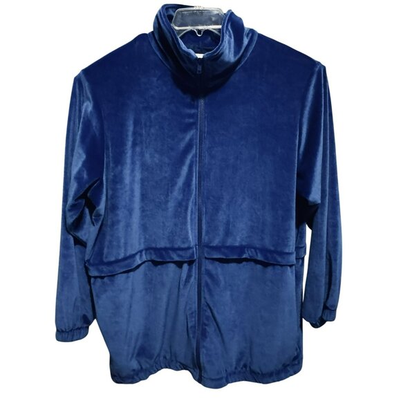 Roman's Vintage Y2K Velour Track Suit Royal Blue Zip Front Jacket & Pants 1X - Picture 3 of 5